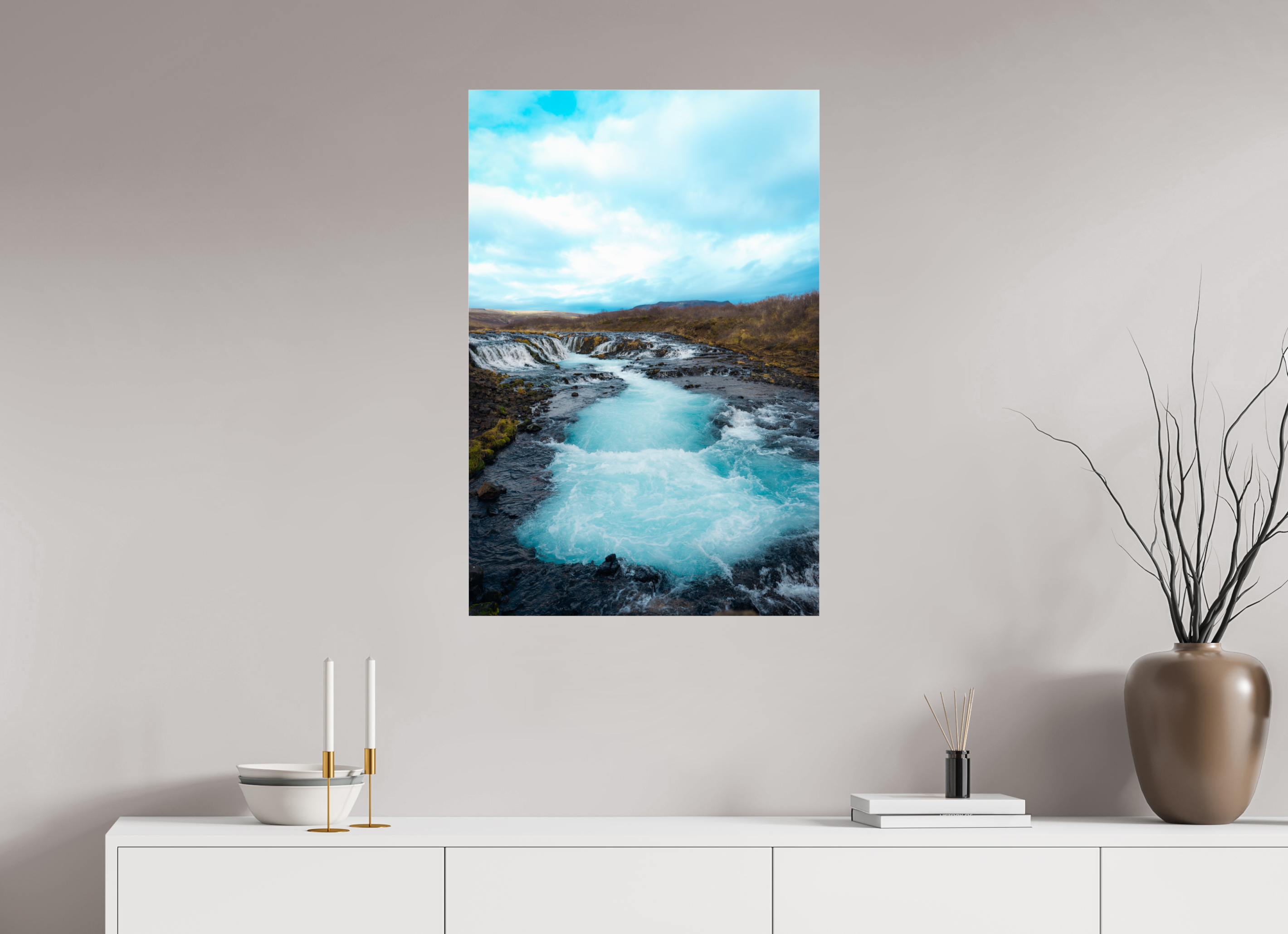 60 x 90 cm, Photo Print Under Acrylic Glass Iceland Bruarfoss Waterfall