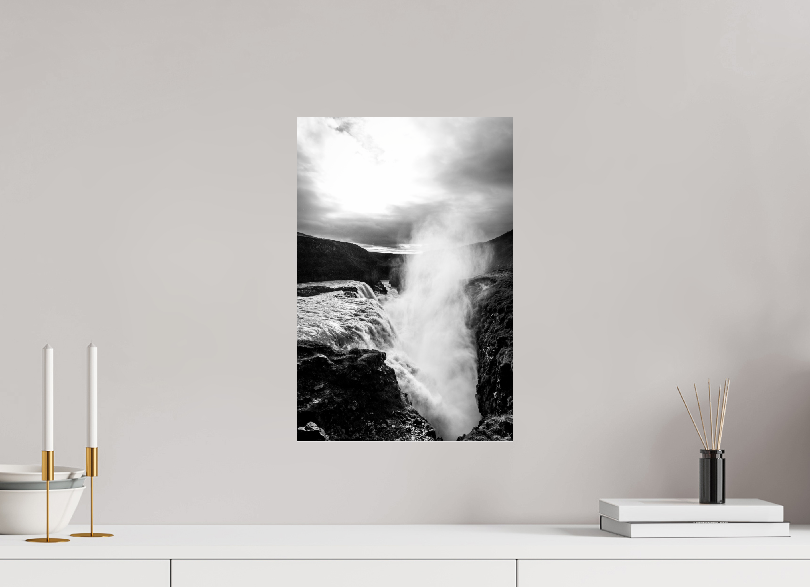 30 x 45 cm, Photo Print Under Acrylic Glass Gullfoss Waterfall Iceland