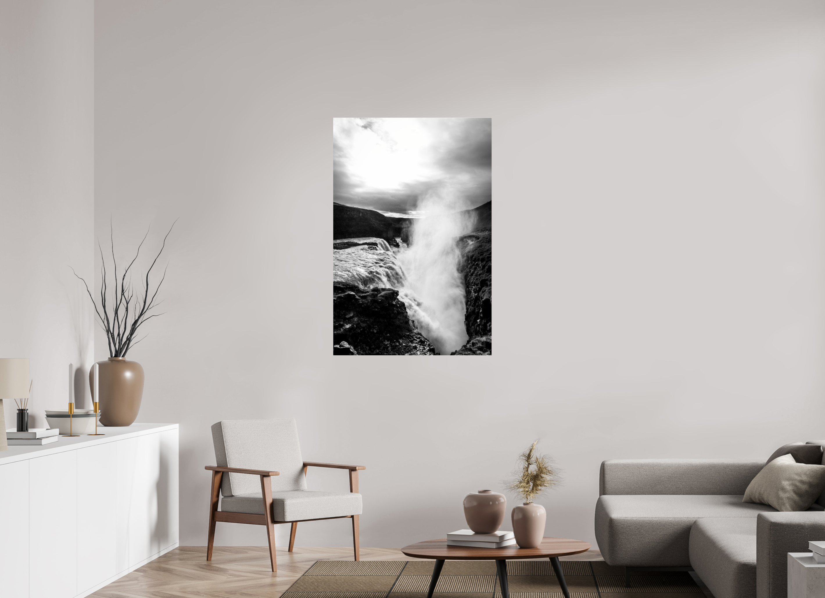 80 x 120 cm, Photo Print Under Acrylic Glass Gullfoss Waterfall Iceland