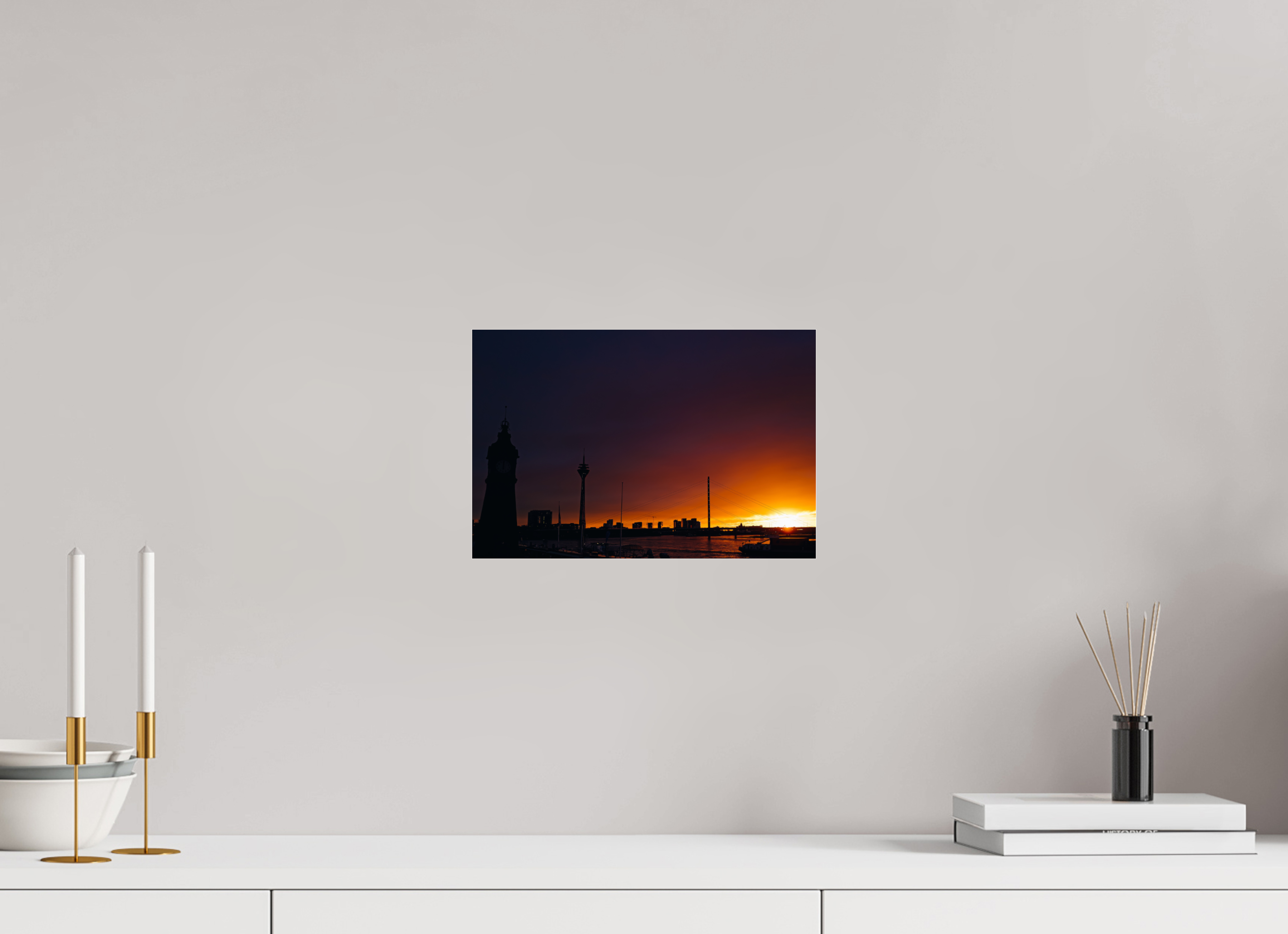 30 x 20 cm, Photo Print Under Acrylic Glass Düsseldorf Sunset